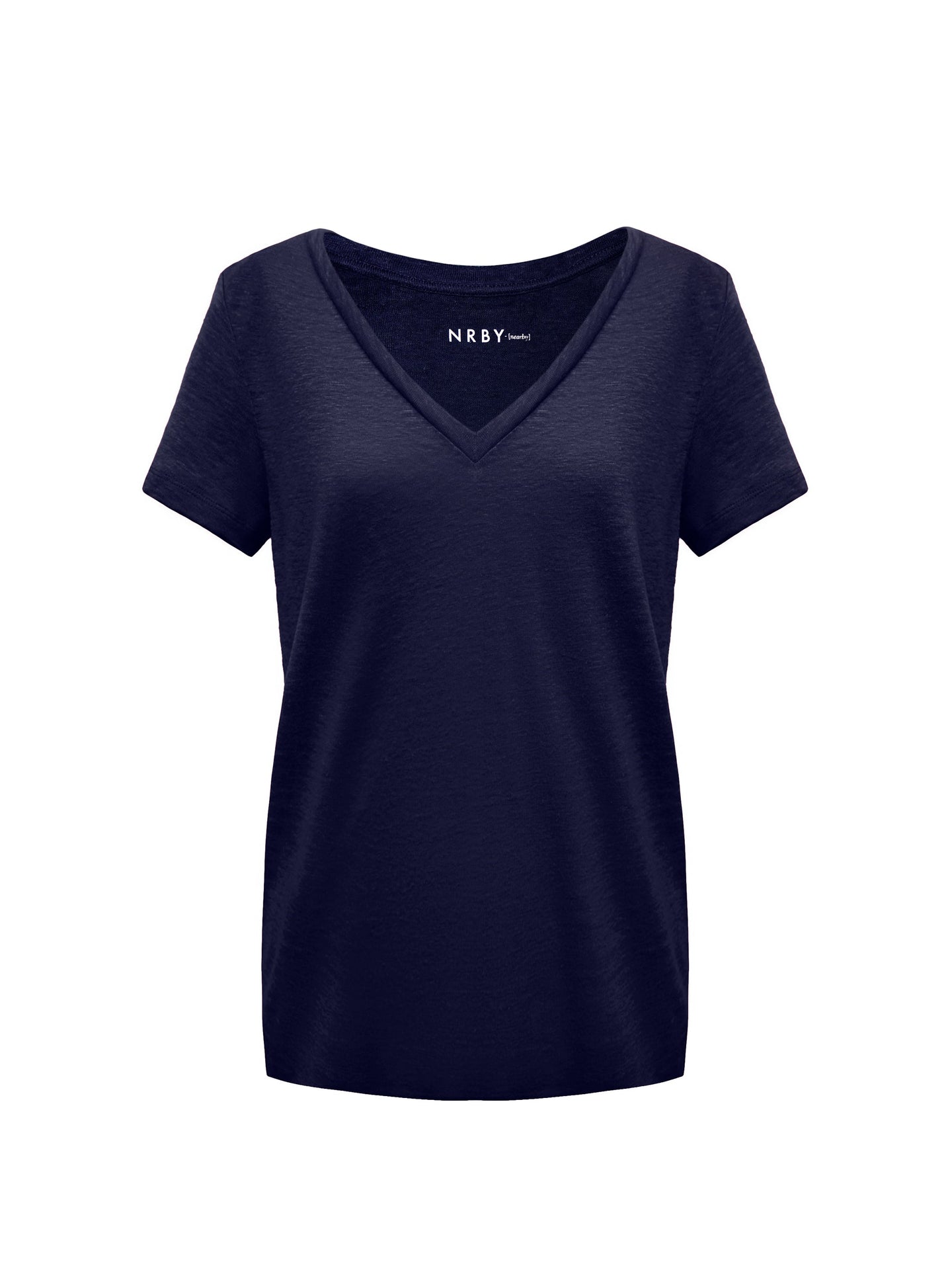 Charlie linen v-neck t-shirt - Navy