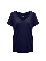 Charlie linen v-neck t-shirt - Navy