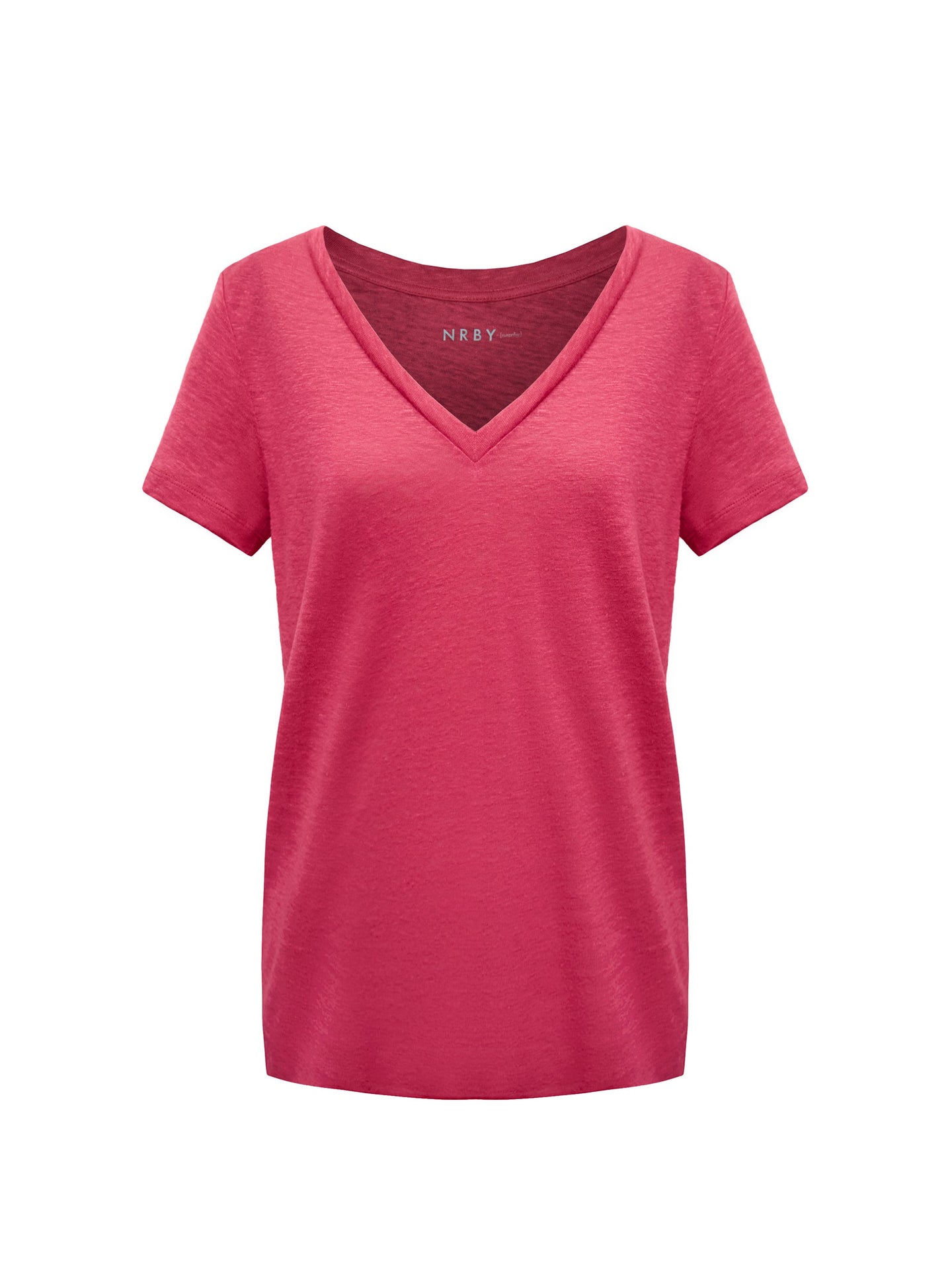 Charlie linen v neck t shirt - Raspberry