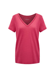 Charlie linen v neck t shirt - Raspberry