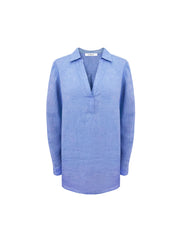 Chrissie linen cross dyed shirt - Bright Blue