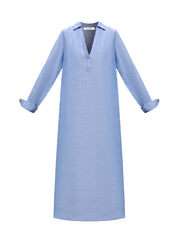 Chrissie linen cross dyed maxi dress - Bright Blue
