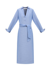 Chrissie linen cross dyed maxi dress - Bright Blue