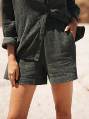 Hadleigh cotton double cloth short - Khaki