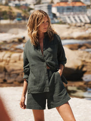 Hadleigh cotton double cloth short - Khaki