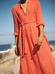 Elva gauze linen tunic dress - Orange