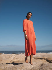 Elva gauze linen tunic dress - Orange