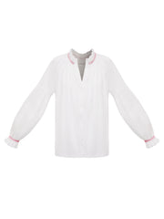 Esther cotton embroidered shirt - White / Pink
