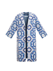 Evora linen embroidered tile print coat
