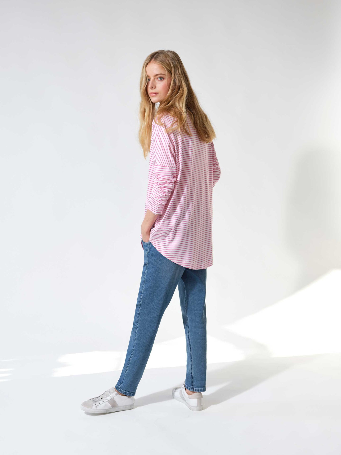 Faye cotton oversized t-shirt - Pink / White