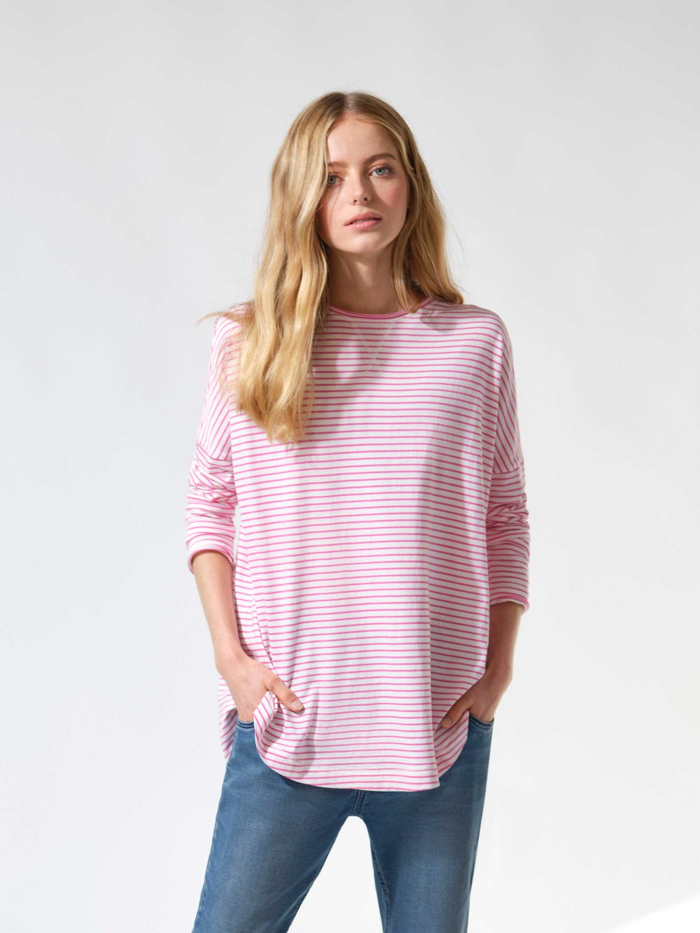 Faye cotton oversized t-shirt - Pink / White
