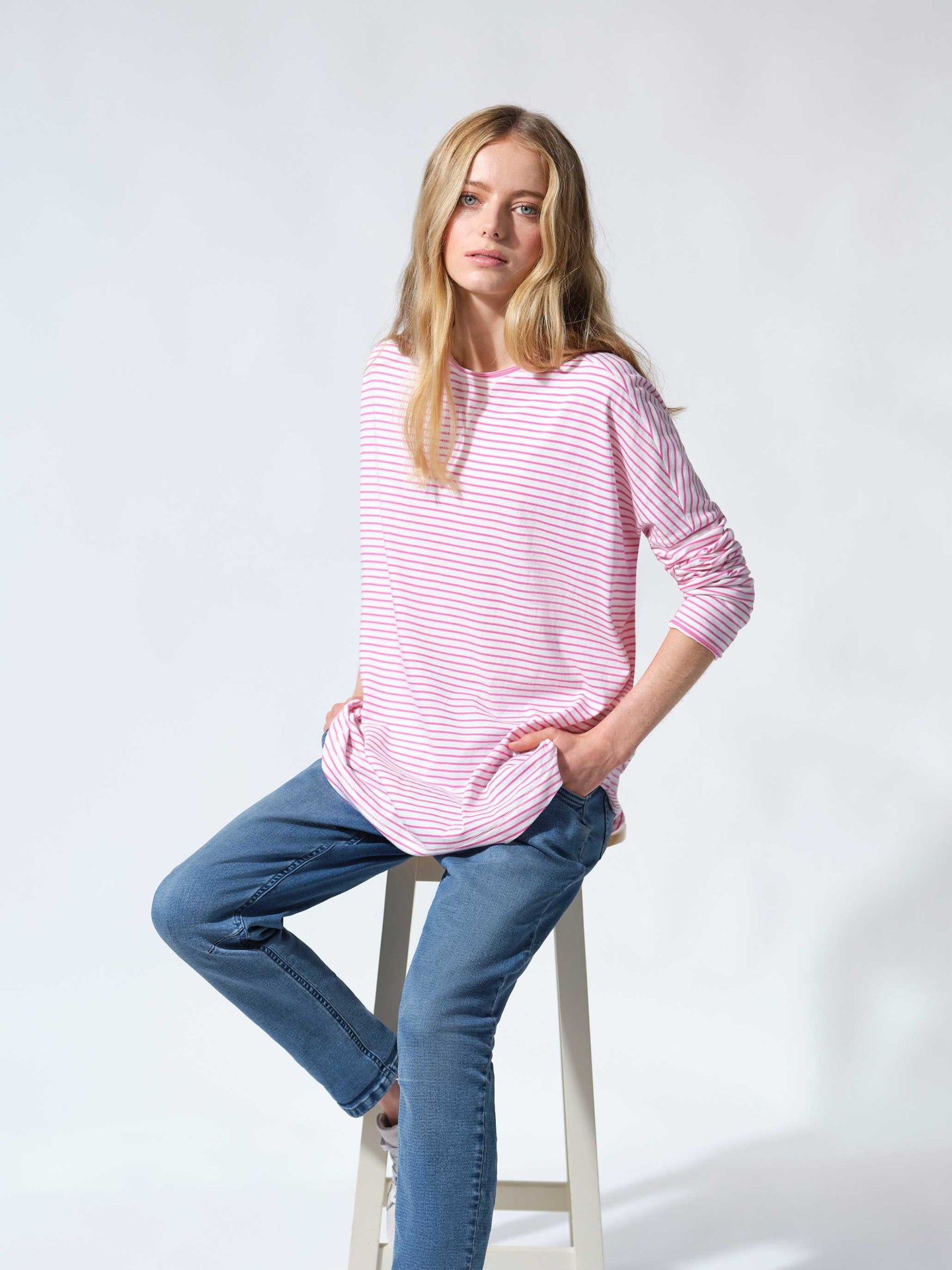 Faye cotton oversized t-shirt - Pink / White