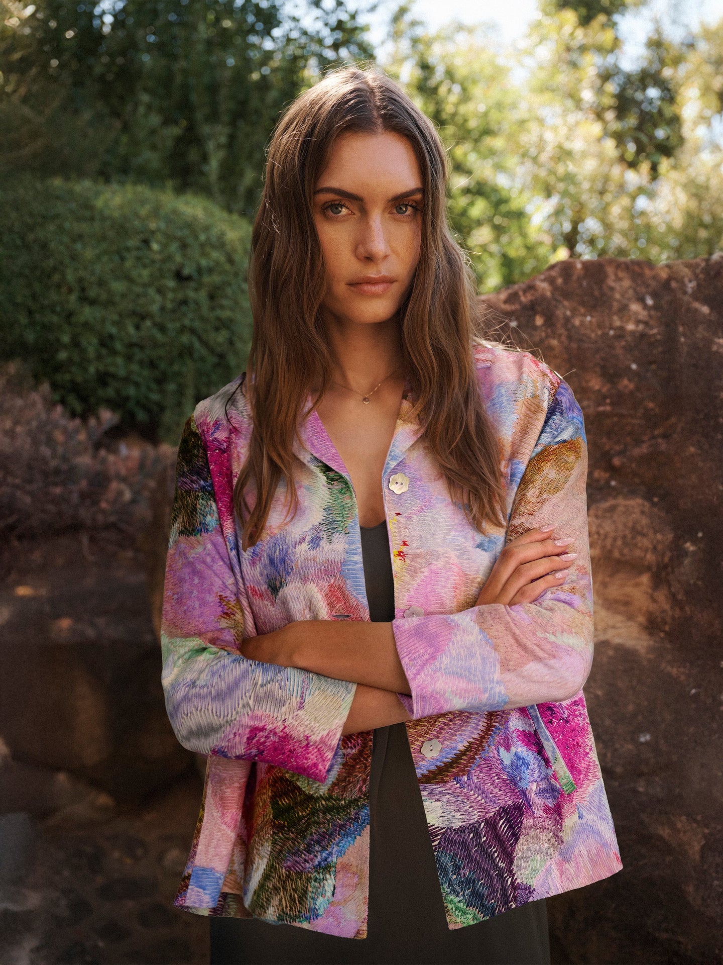 Capulet linen etched flowers jacket