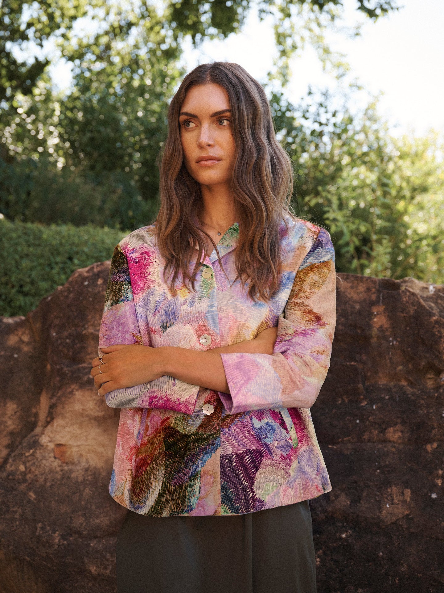 Capulet linen etched flowers jacket