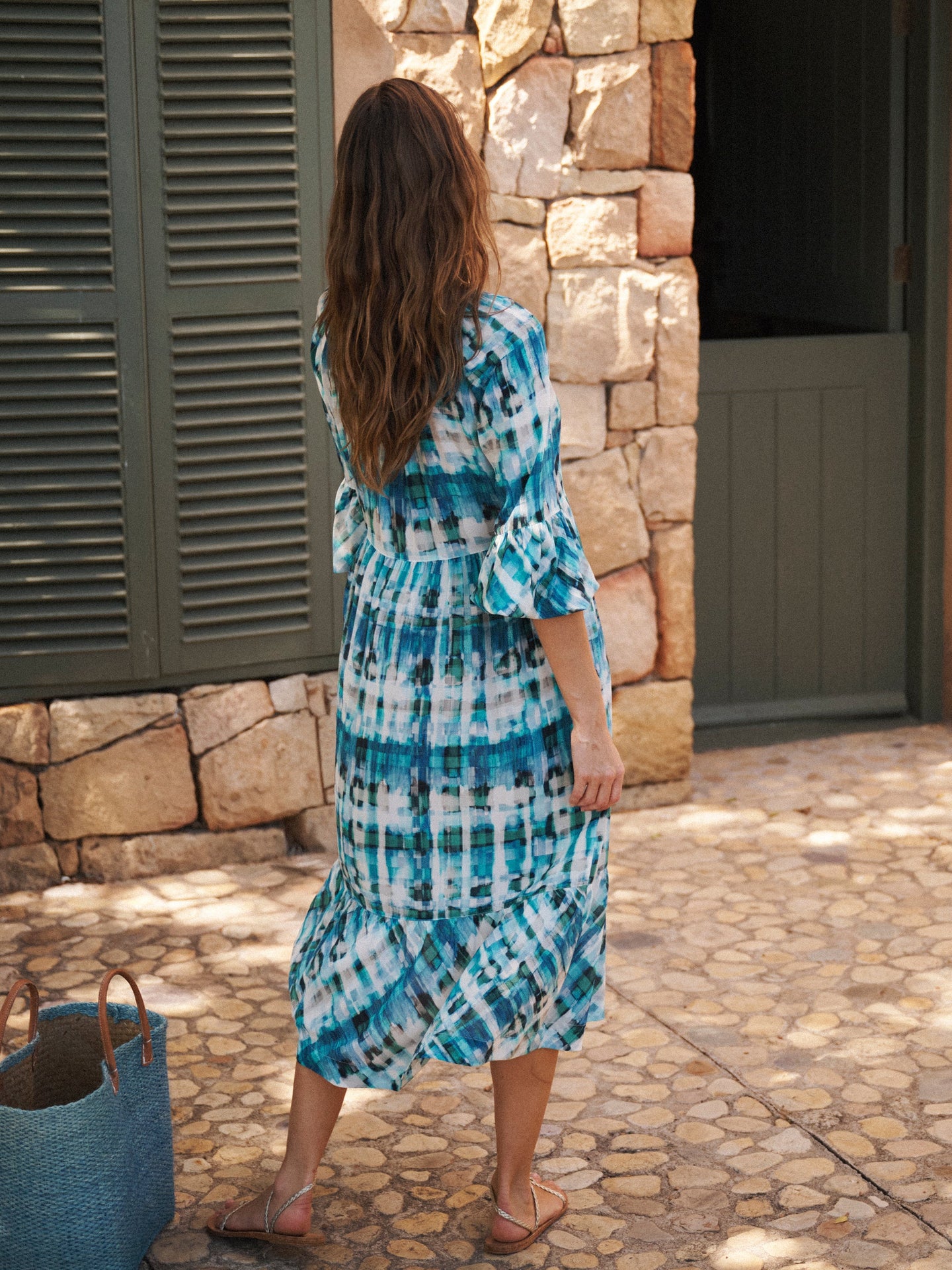 Goldie silk soft check print dress