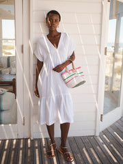 Gia double cloth short dress - White