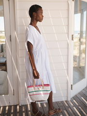 Gia double cloth short dress - White