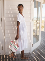 Gia double cloth short dress - White