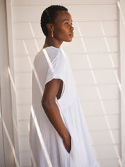 Gia double cloth short dress - White