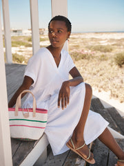 Gia double cloth short dress - White