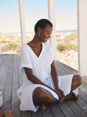 Gia double cloth short dress - White