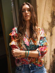 Harlow cotton silk butterfly print shirt