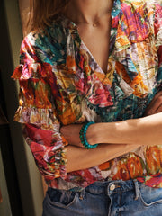 Harlow cotton silk butterfly print shirt