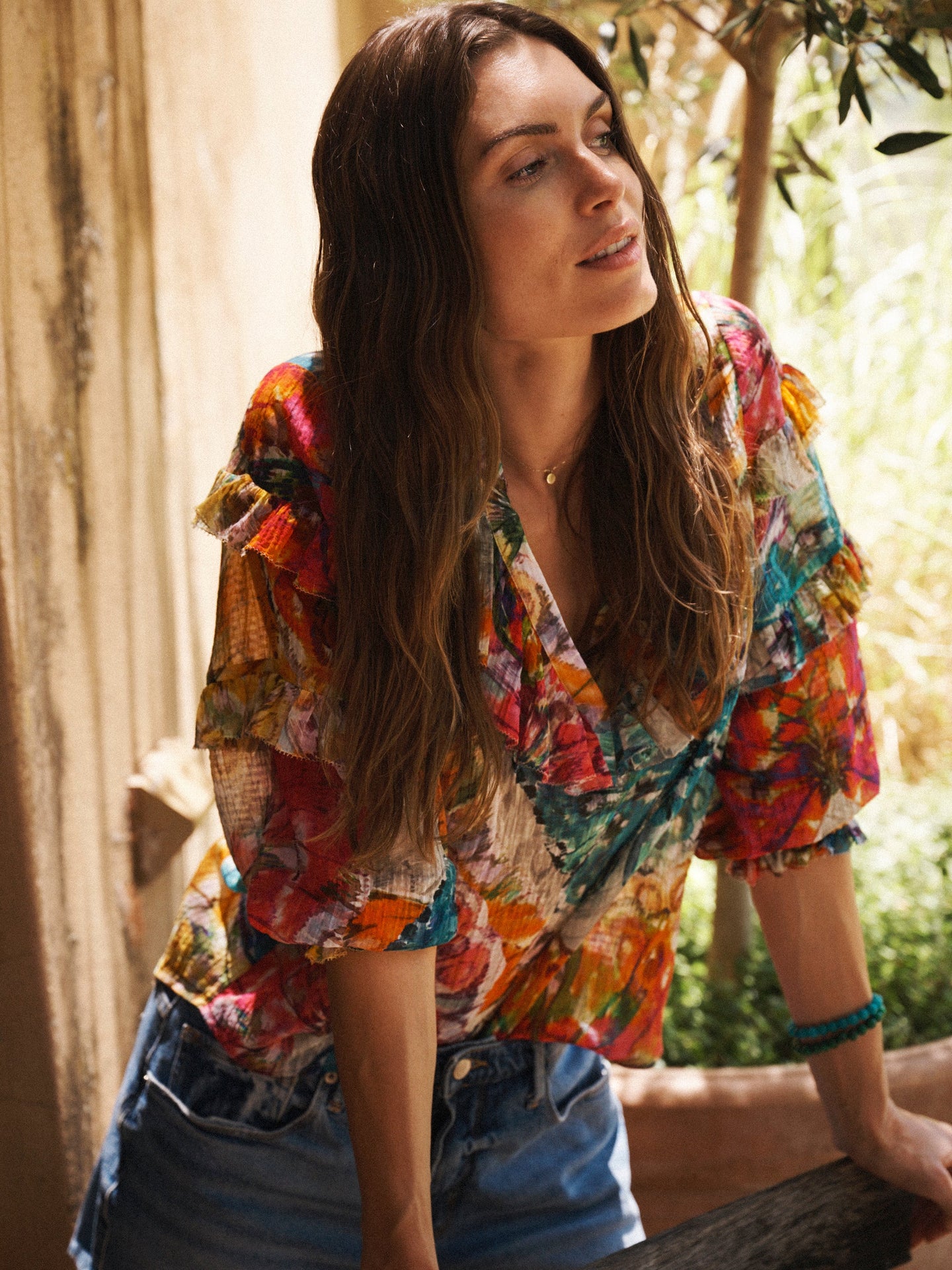 Harlow cotton silk butterfly print shirt