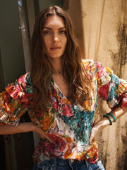 Harlow cotton silk butterfly print shirt