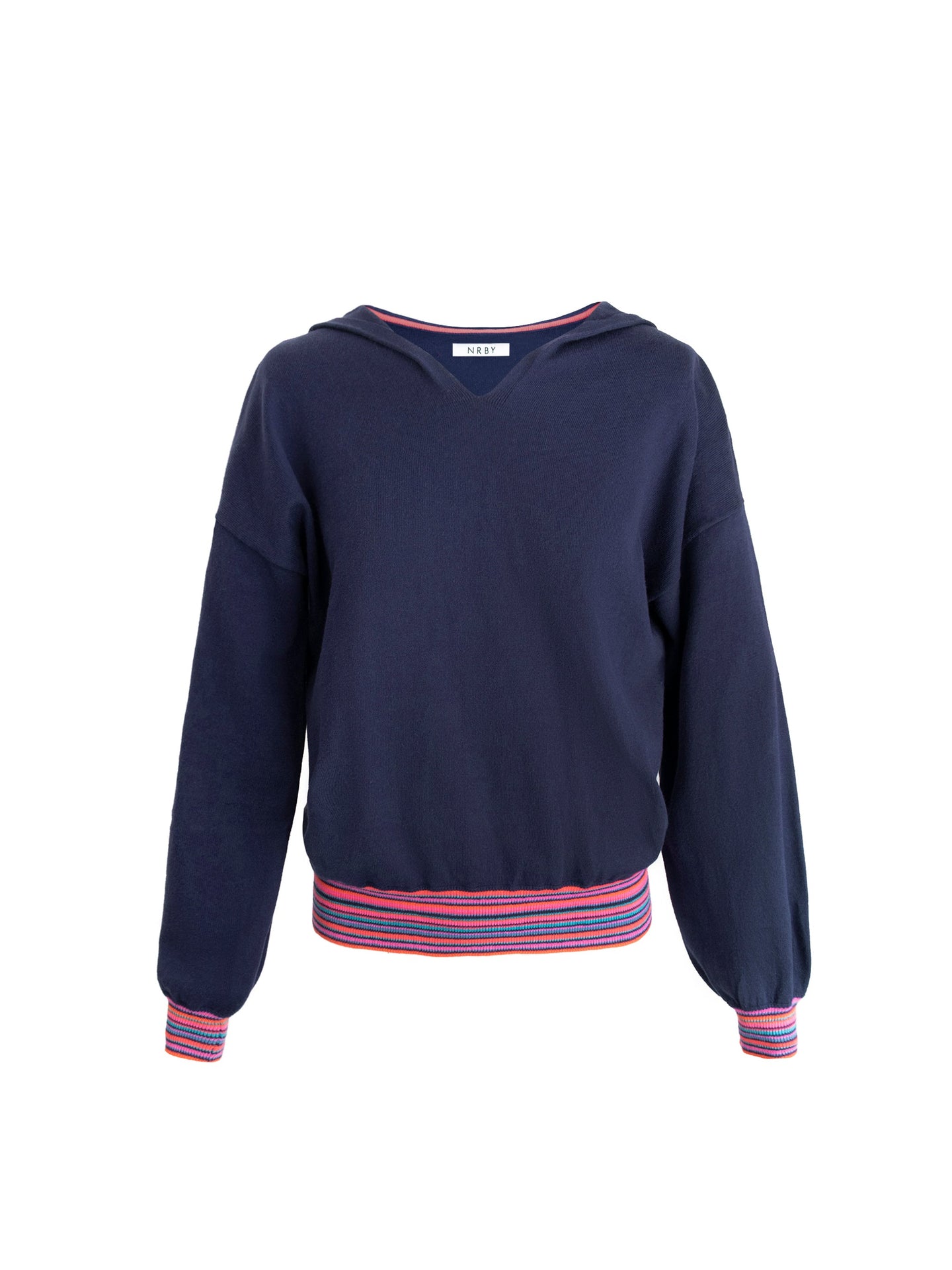 Lily cashmere blend stripe trim hoodie