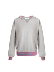 Lily cashmere blend stripe trim hoodie