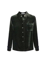 Pattie silk blend velvet button thru shirt