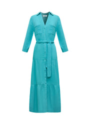 Astrid cotton double cloth maxi dress - Aqua