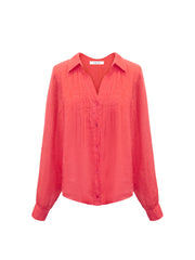 Lydia gauze linen pleat front blouse