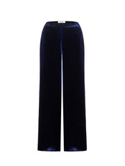 Thea silk blend velvet wide leg palazzo trousers - Navy