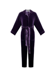 Pip silk blend velvet jumpsuit - Blackberry