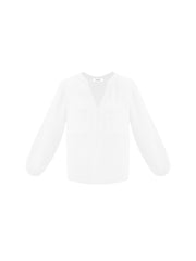 Alice gauze linen patch pocket shirt - White