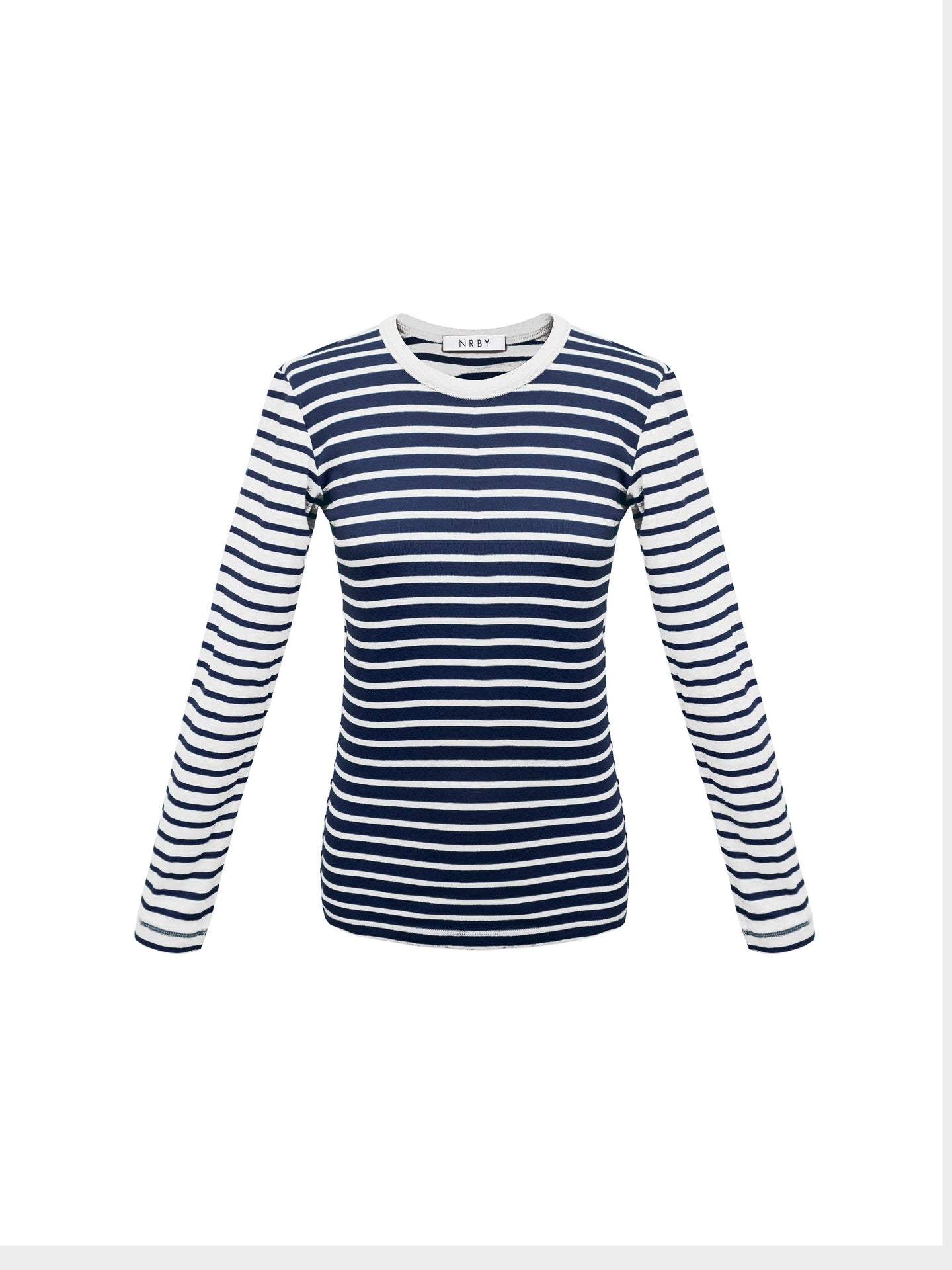 Billie two-tone cotton rib stripe t-shirt - Navy/White
