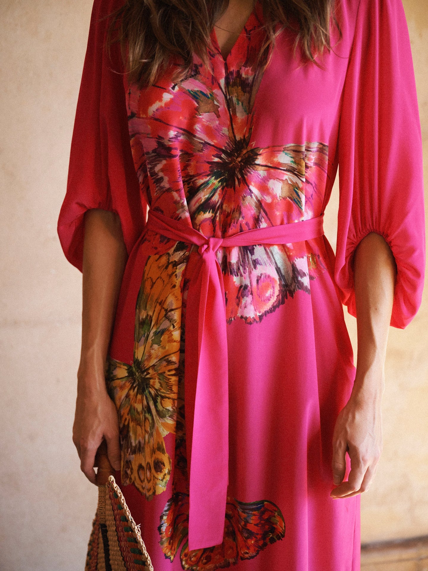 Ines silk butterfly print dress