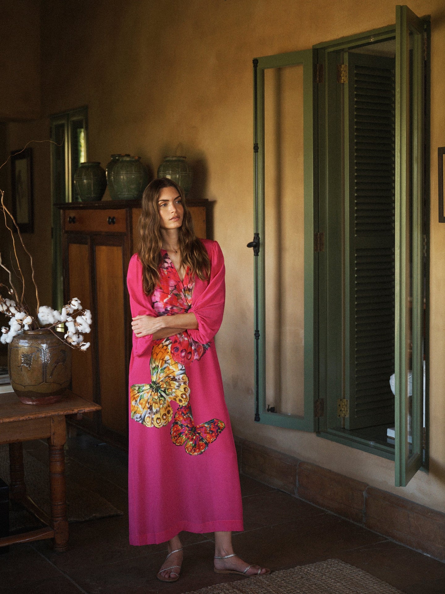 Ines silk butterfly print dress