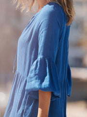 Iris gauze linen dress - Cobalt Blue