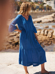 Iris gauze linen dress - Cobalt Blue
