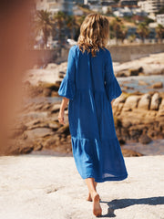 Iris gauze linen dress - Cobalt Blue