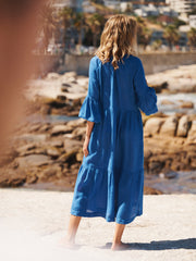 Iris gauze linen dress - Cobalt Blue