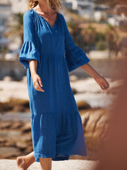 Iris gauze linen dress - Cobalt Blue