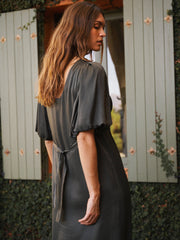 Isidore satin dress - Khaki