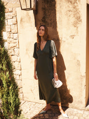 Isidore satin dress - Khaki