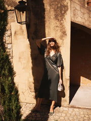 Isidore satin dress - Khaki