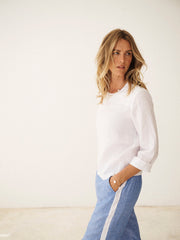 Julie linen cross dyed top - White