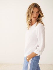 Julie linen cross dyed top - White